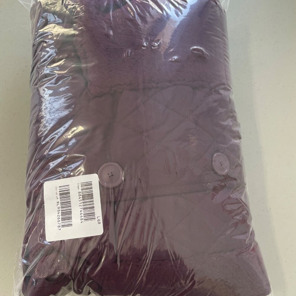 Nina Leonard Collared Sherpa Coat Plus Size 1X and Quilted Button Front Raisin - Picture 2 of 6